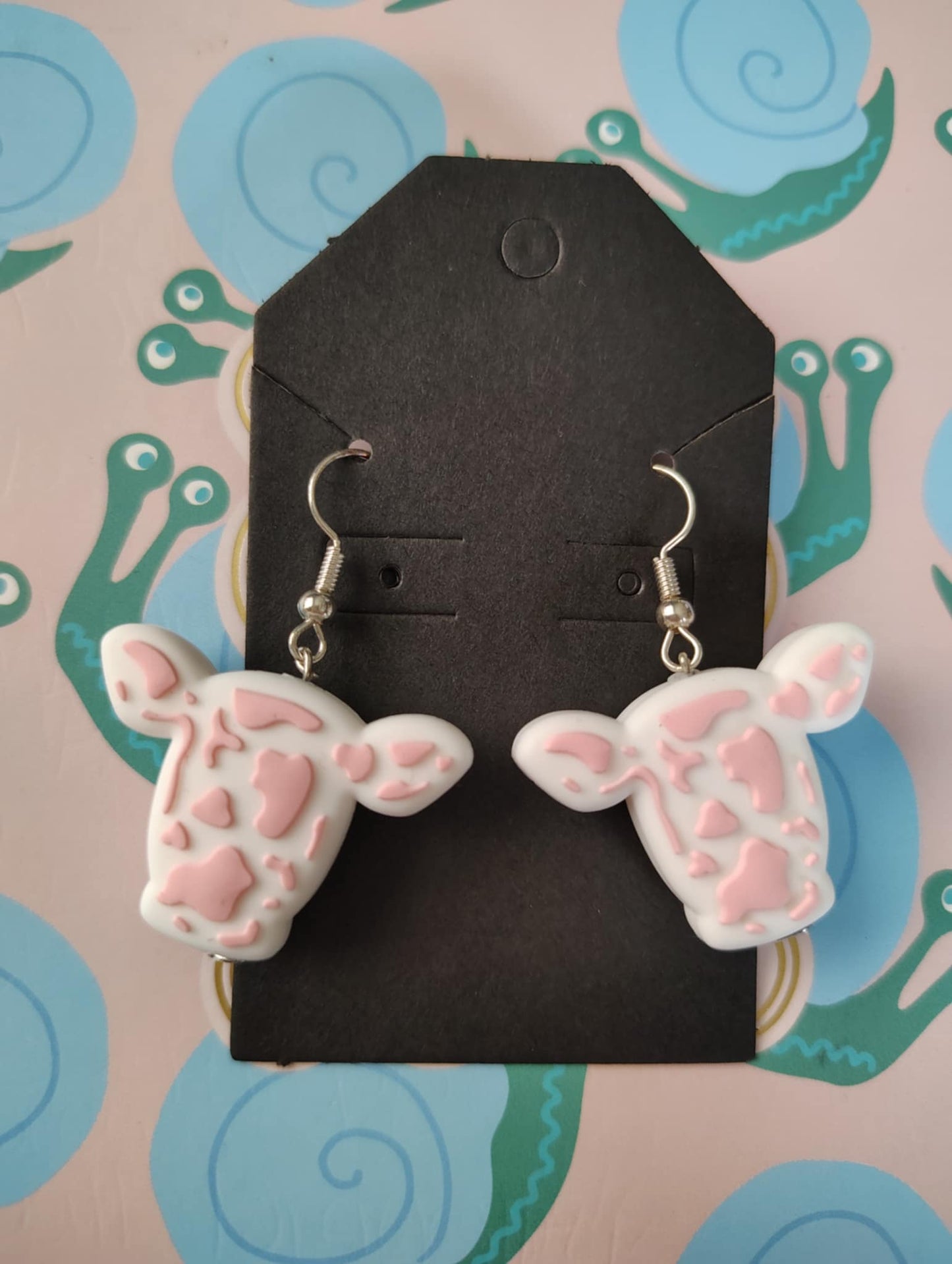 Beaded Cow Earrings